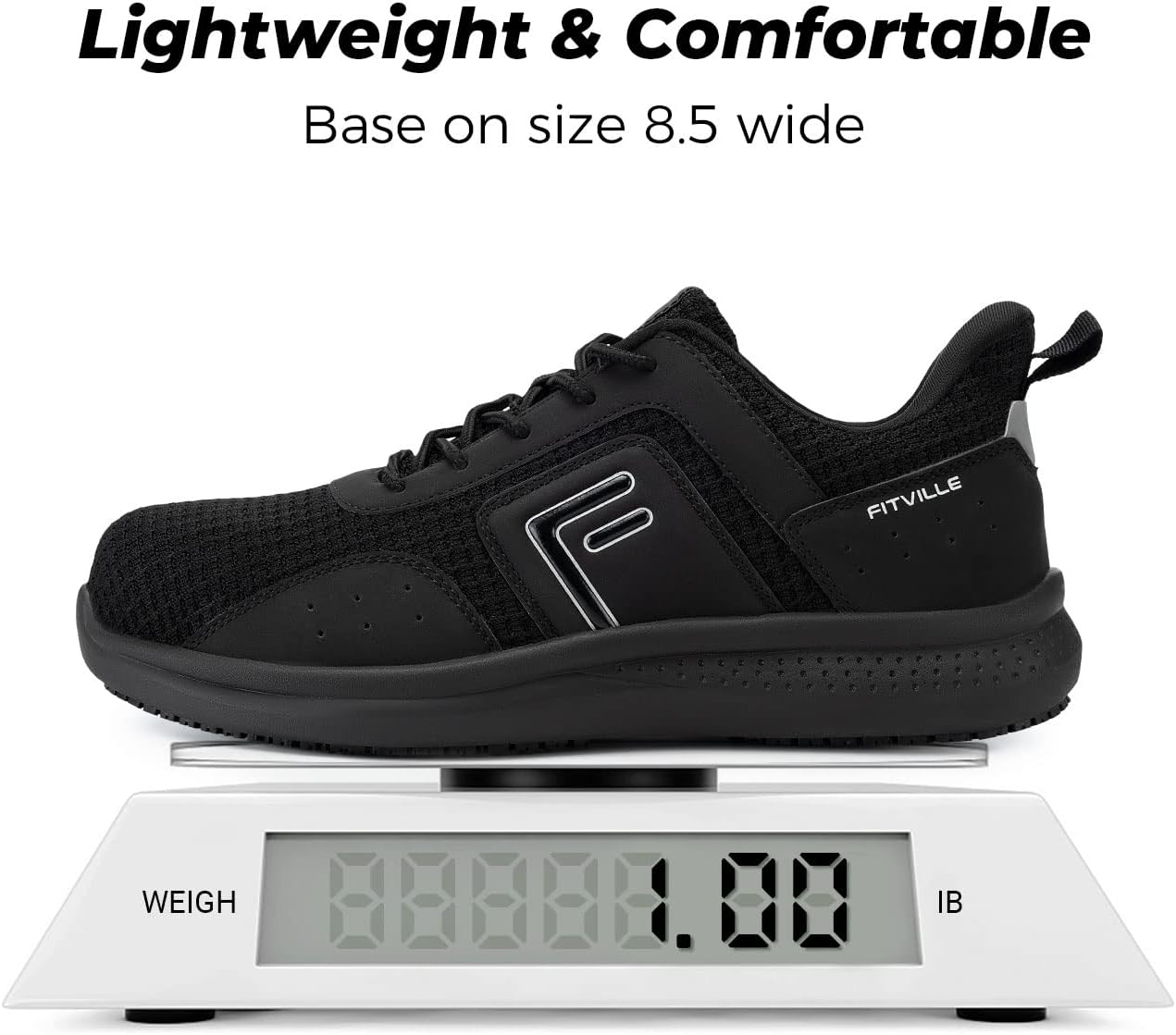 FitVille Tenis anchos con punta de acero para hombres