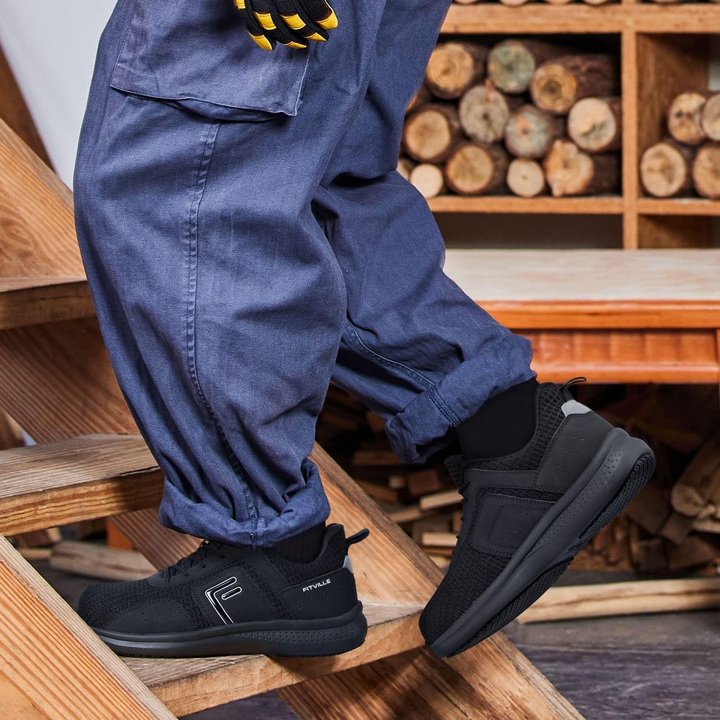 FitVille Tenis anchos con punta de acero para hombres