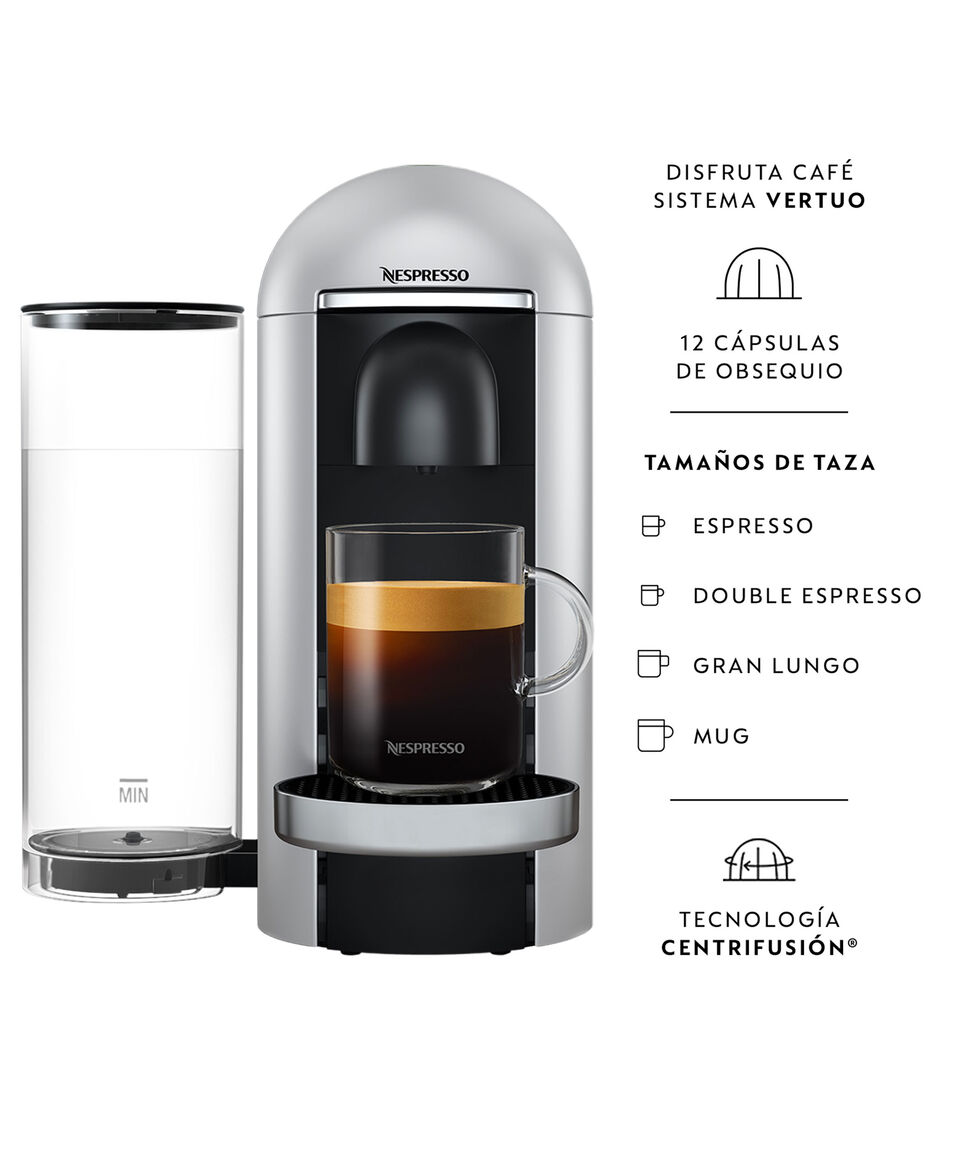 Nespresso Vertuo Plus Plata con capsulas de regalo y espumador de leche