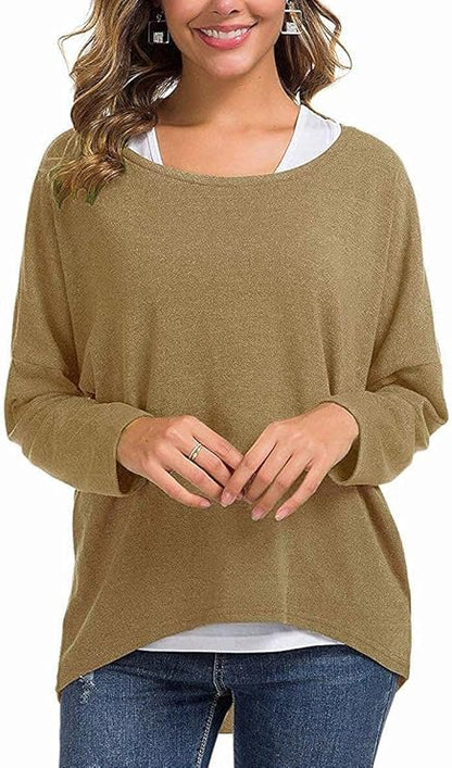 Sueter Taupe Casual Oversized Baggy off-shoulder