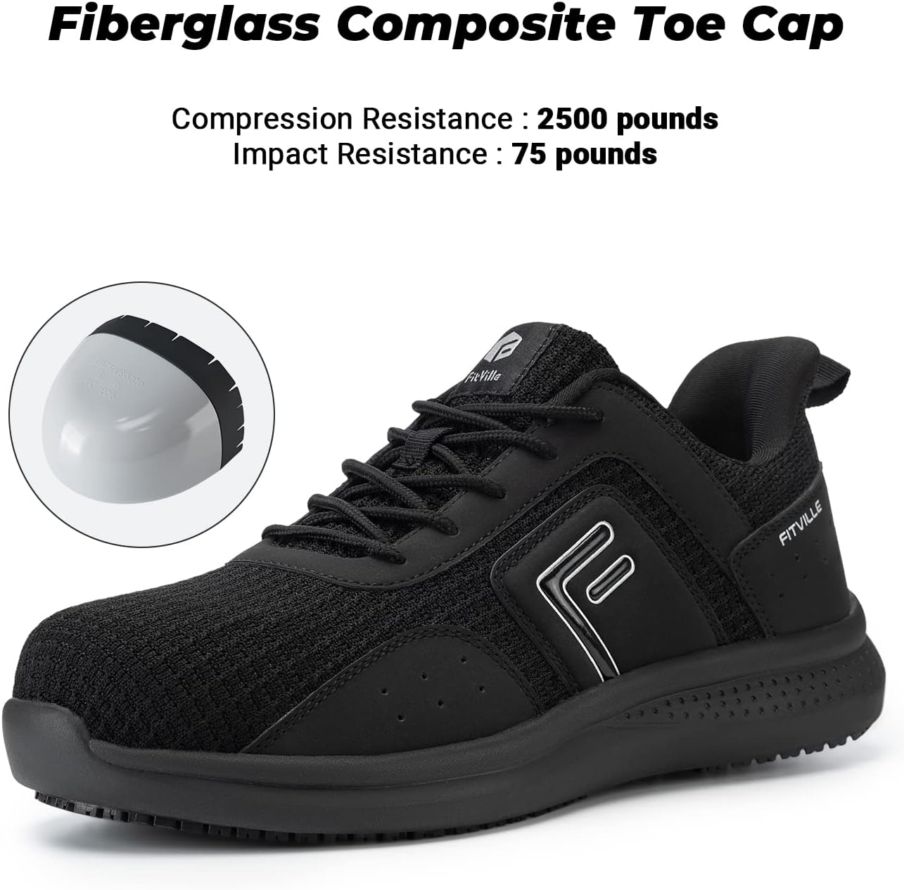 FitVille Tenis anchos con punta de acero para hombres
