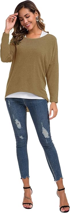 Sueter Taupe Casual Oversized Baggy off-shoulder