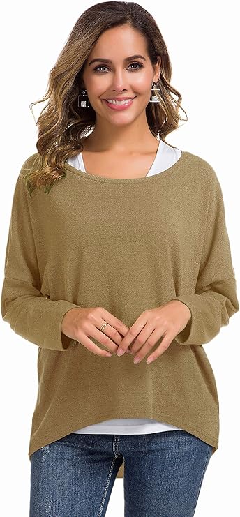 Sueter Taupe Casual Oversized Baggy off-shoulder