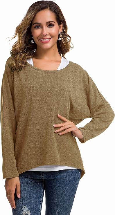 Sueter Taupe Casual Oversized Baggy off-shoulder