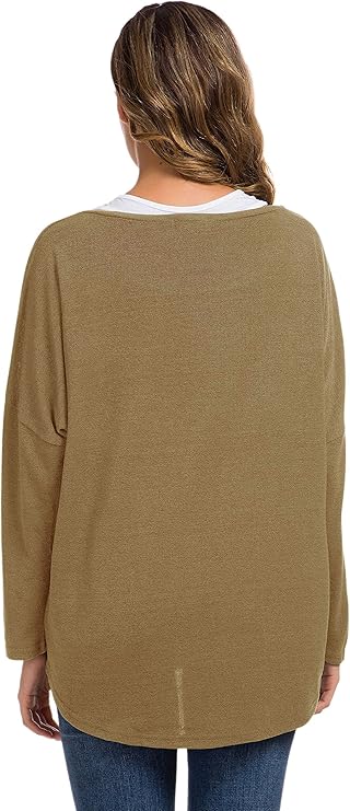 Sueter Taupe Casual Oversized Baggy off-shoulder