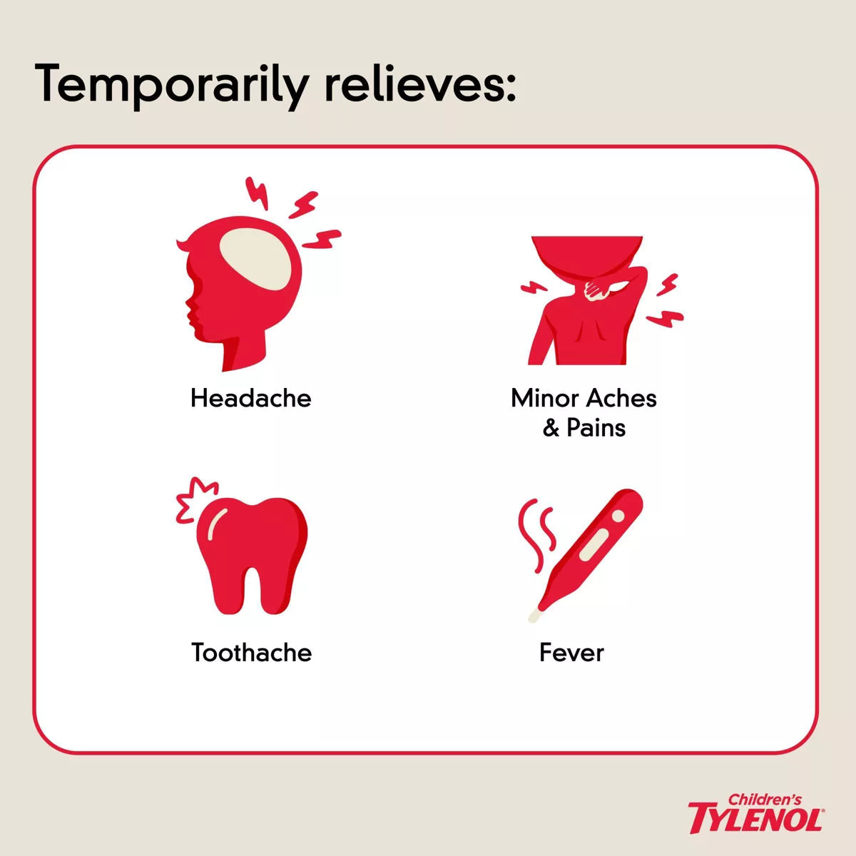 Tylenol tabletas masticables para aliviar el dolor y la fiebre para niños sabor uva