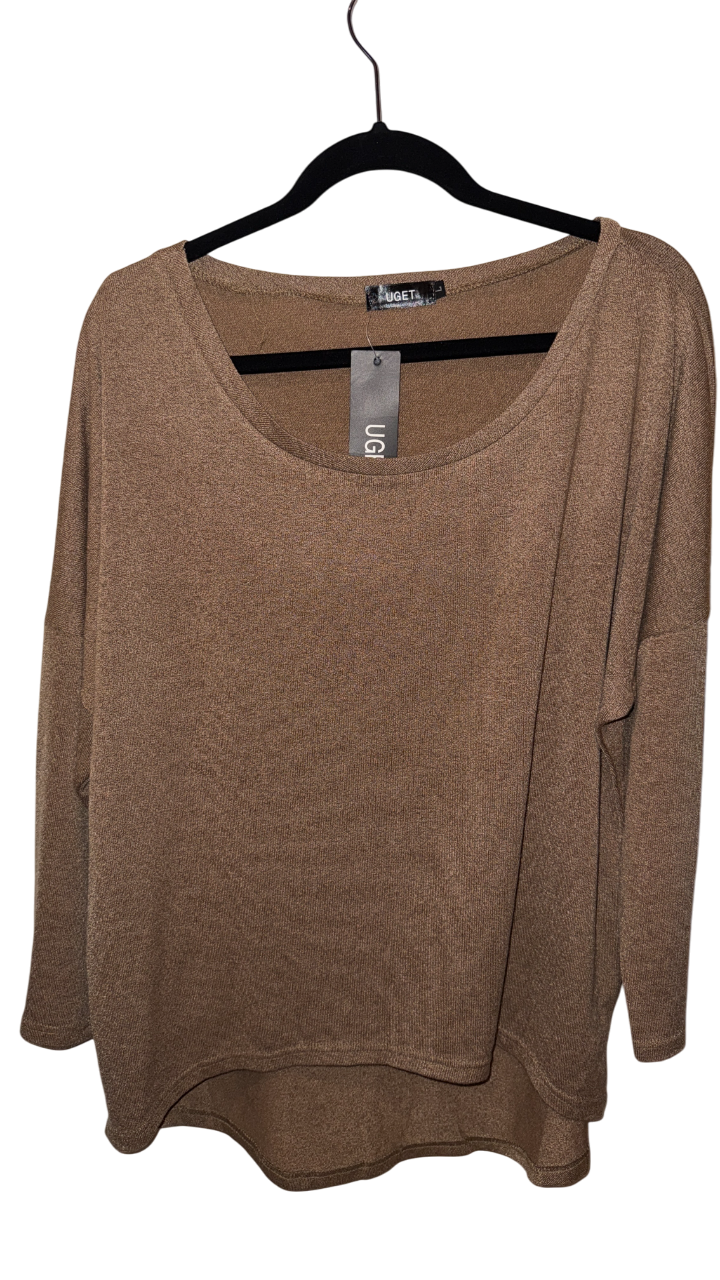 Sueter Taupe Casual Oversized Baggy off-shoulder