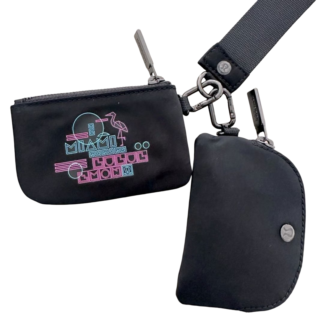 Lululemon Dual Pouch Wristlet muñequera negra edición especial Miami