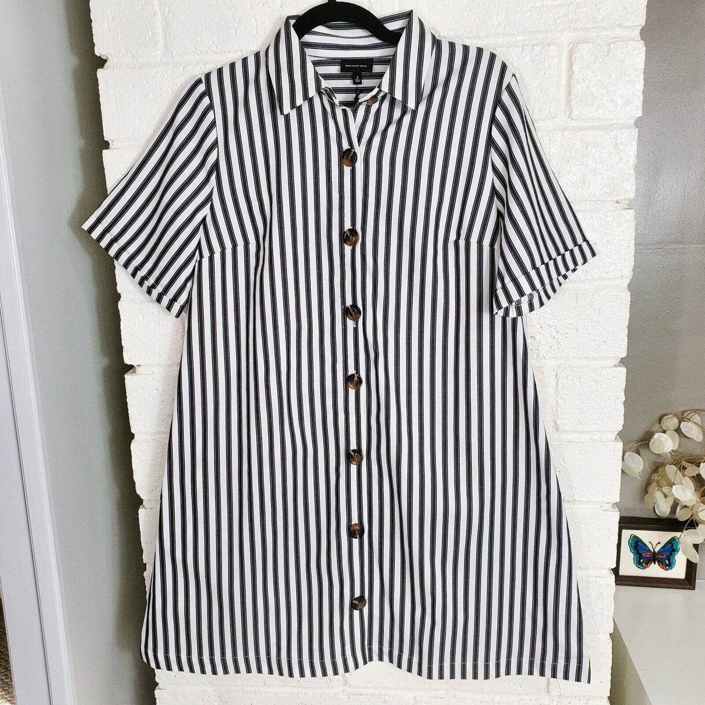 Vestido Camisero Casual Rayado De Botones Corte A