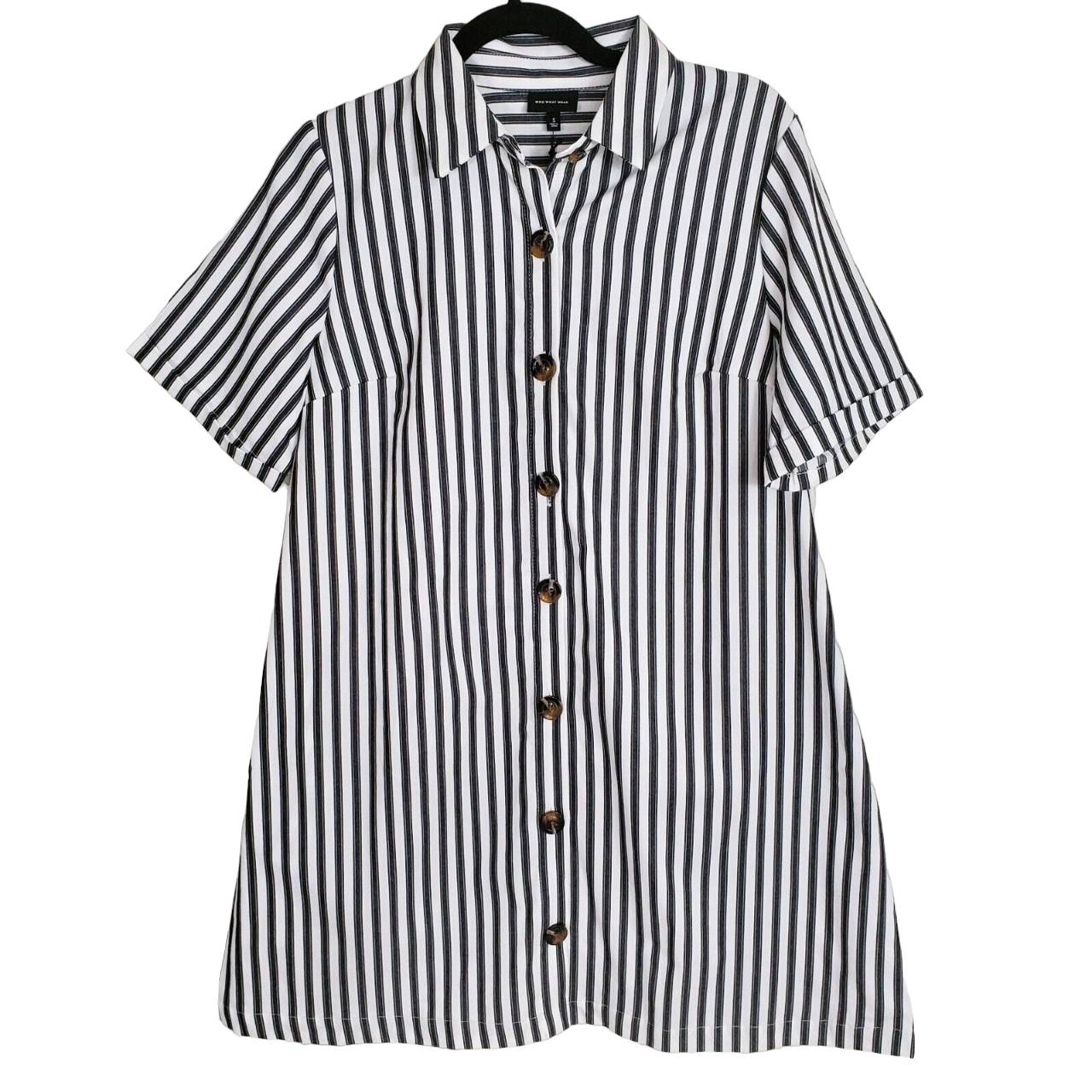 Vestido Camisero Casual Rayado De Botones Corte A