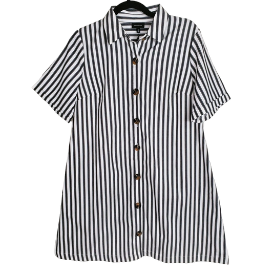 Vestido Camisero Casual Rayado De Botones Corte A