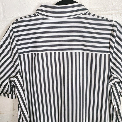 Vestido Camisero Casual Rayado De Botones Corte A