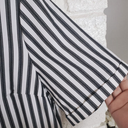 Vestido Camisero Casual Rayado De Botones Corte A