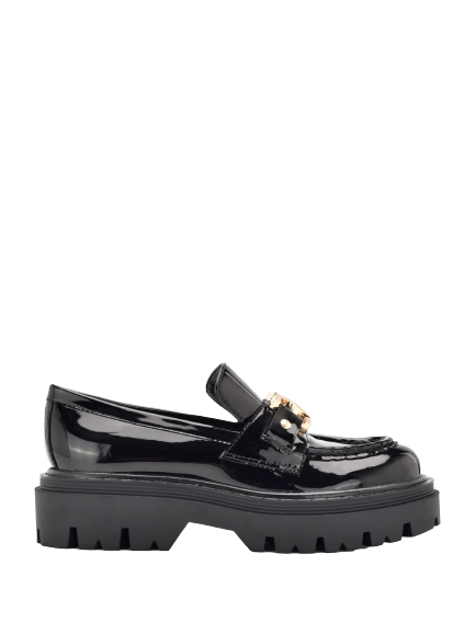 Guess Zapatos Mocasines Negros de Charol